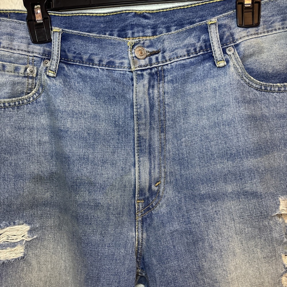 Size 40 Levi Strauss Cut Off Jean Shorts Blue Denim Distressed - Picture 2 of 15